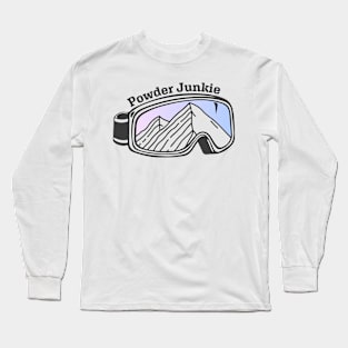 Sunset Mountain Ski Goggles | Powder Junkie Long Sleeve T-Shirt